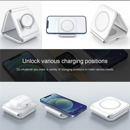 EGS™ 100W 3 in 1 foldable Wireless Charger Pad Stand for iPhone 15 14 13 12Pro Max Airpods iWatch Fast Wireless Charging Dock Station - Everywhere Global Store