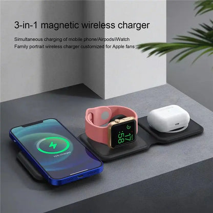 EGS™ 100W 3 in 1 foldable Wireless Charger Pad Stand for iPhone 15 14 13 12Pro Max Airpods iWatch Fast Wireless Charging Dock Station - Everywhere Global Store