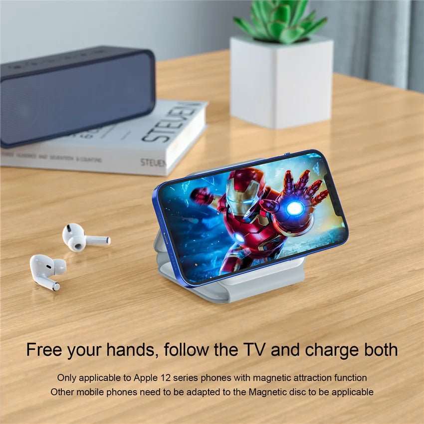 EGS™ 100W 3 in 1 foldable Wireless Charger Pad Stand for iPhone 15 14 13 12Pro Max Airpods iWatch Fast Wireless Charging Dock Station - Everywhere Global Store